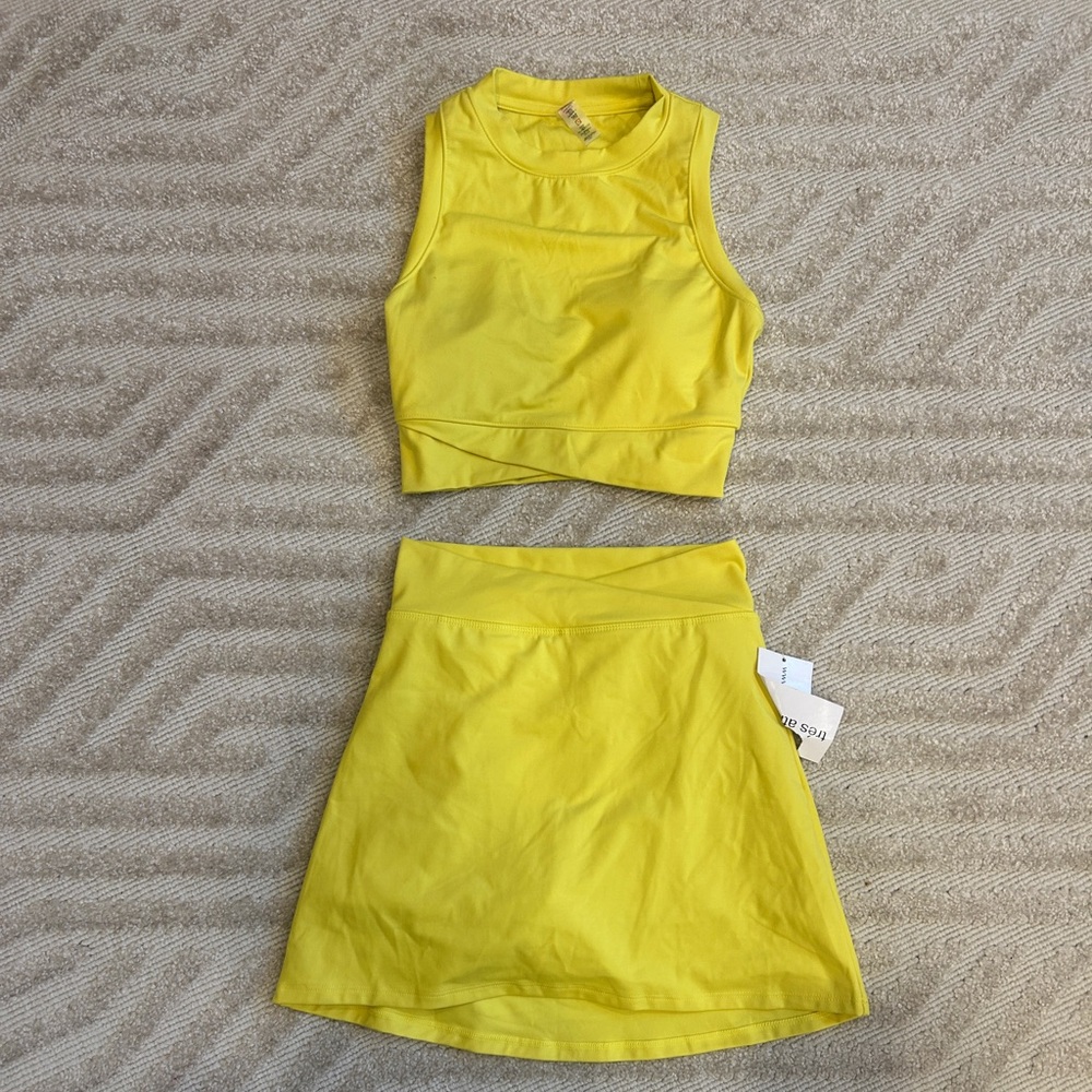 Yellow Crop Top and Skort Active Set